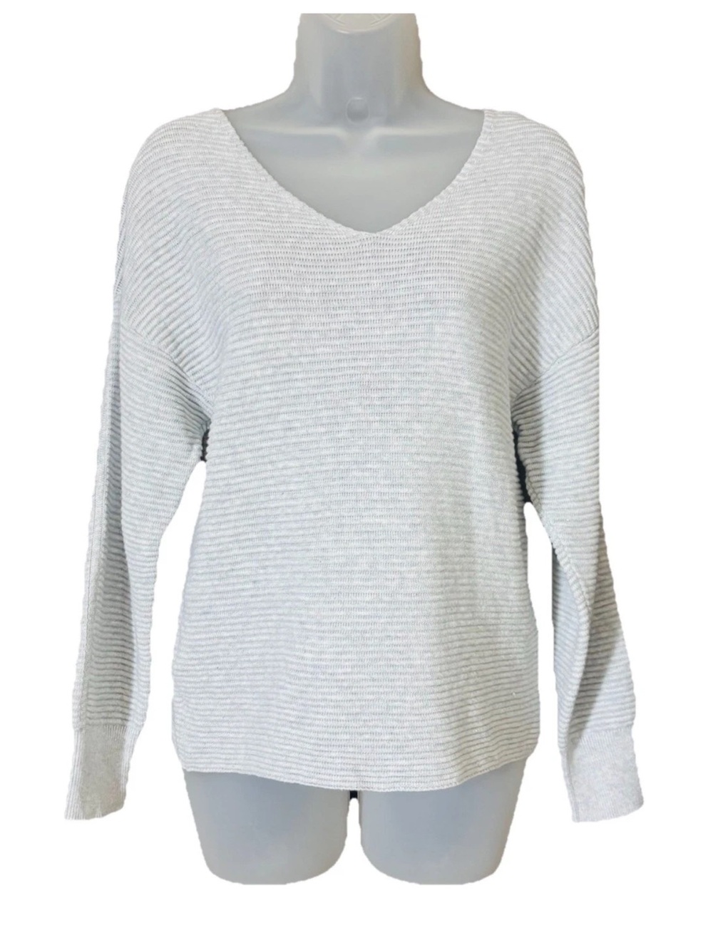 Tommy Bahama Womens Sweater Grey Pearl Heather Bonita Sequin Ottoman V-Neck Sz S